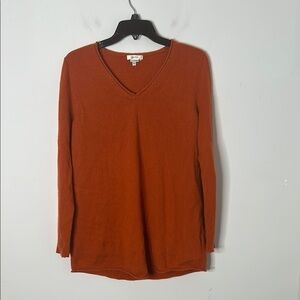 Tyler Boe Orange Rust 100% Cashmere V-neck Sweater